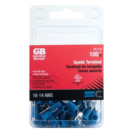 Gardner Bender Fork Terminal, #4 to #6 Stud Size, 14 AWG, 600 V, Vinyl Insulated, Crimp Termination Only 10-113